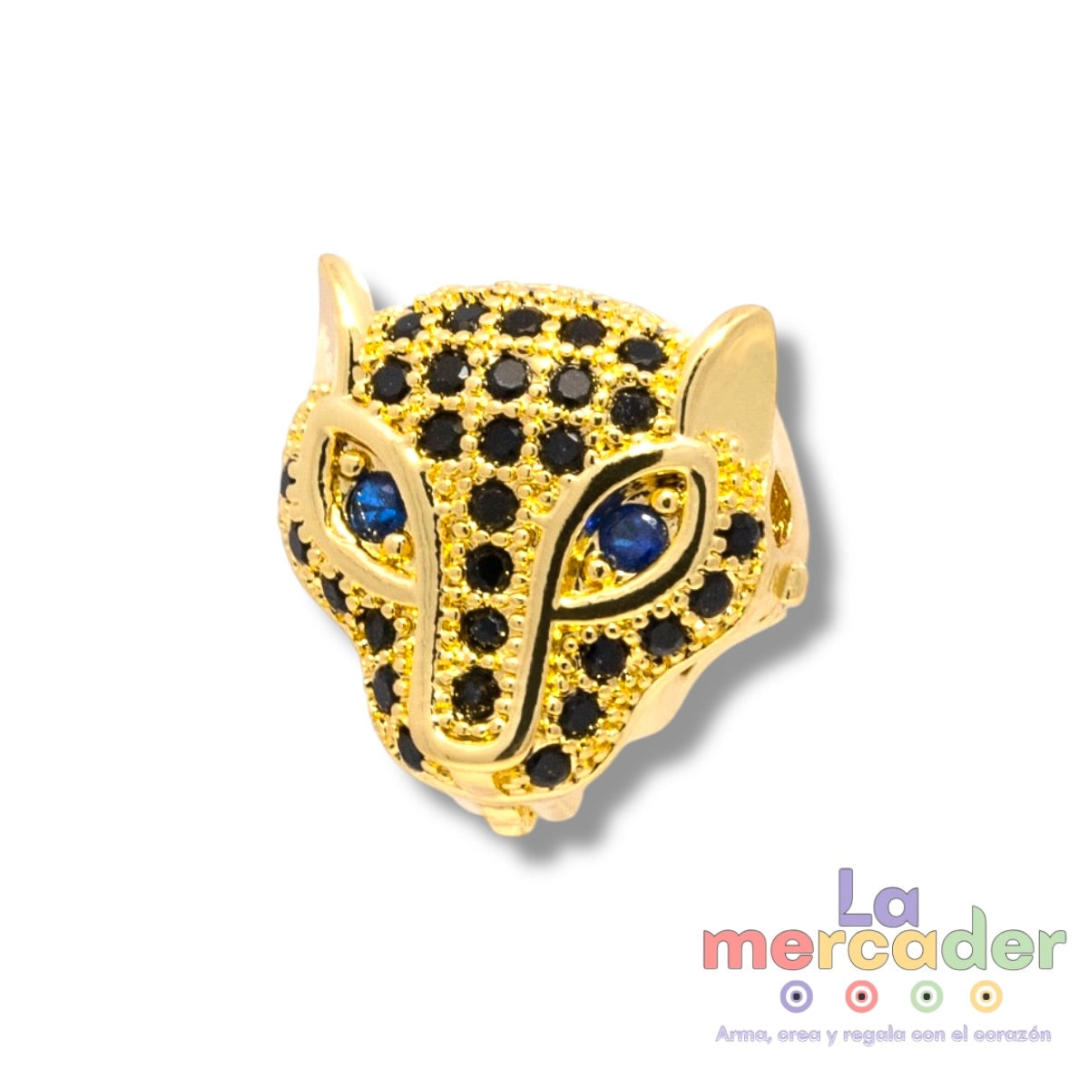 Dije Cabeza de Jaguar con Zirconias en Chapa de Oro – 11 mm | Fuerza y estilo en cada detalle