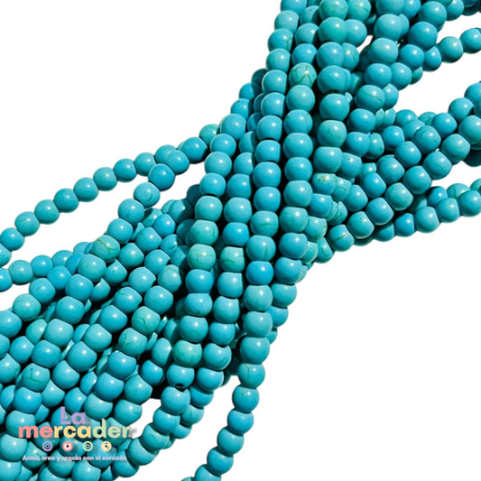1 Tira Bolitas de Turquesa Reconstituida de Alta Densidad | Insumos para Bisutería – La Mercader