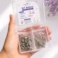 Kit Esencial Acero Inoxidable Dorado o Plateado | 50 Broches Perico 6×12 mm + 100 Argollas 0.7×5 mm con Caja Organizadora