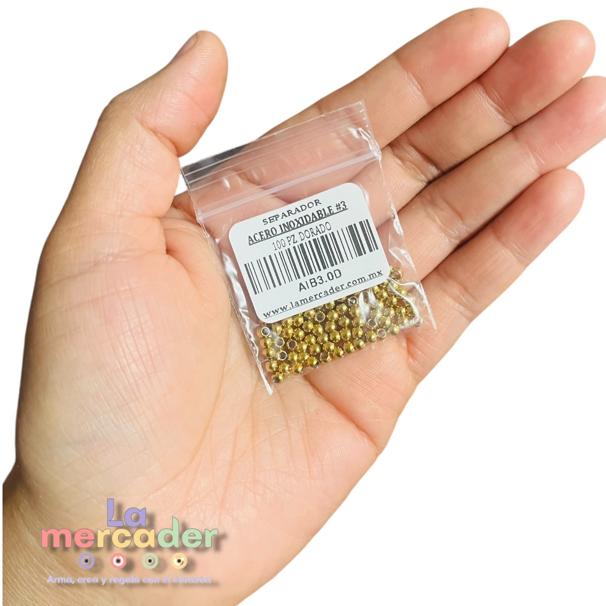 100 pz Bolitas Separadoras de Acero Inoxidable Dorado | #2, #2.4 y #3