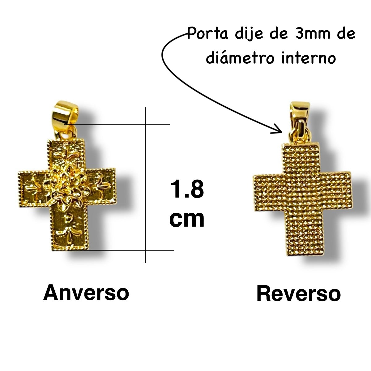 Dije de Cruz con Flor de Cempasúchil, Chapa de Oro 14k