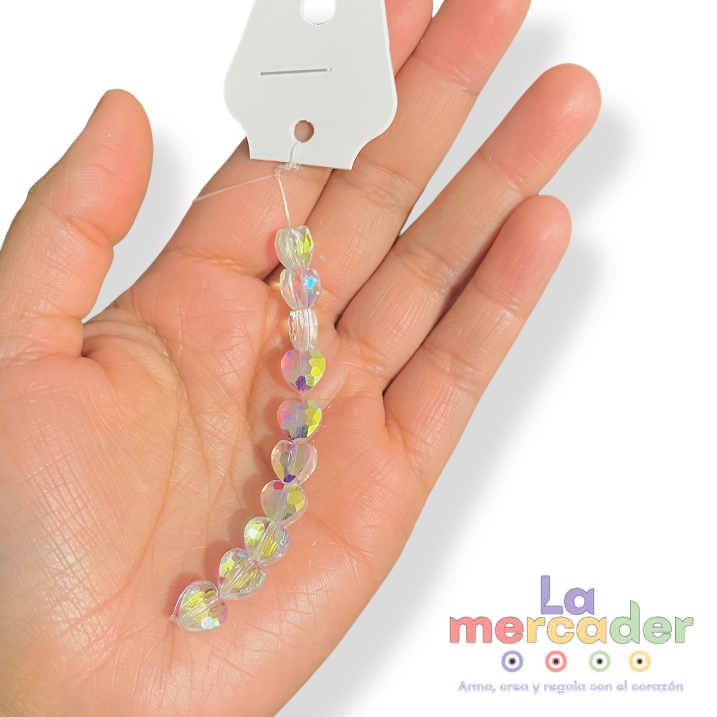 💖 10 pz Corazones de Cristal AB – Mini Tira