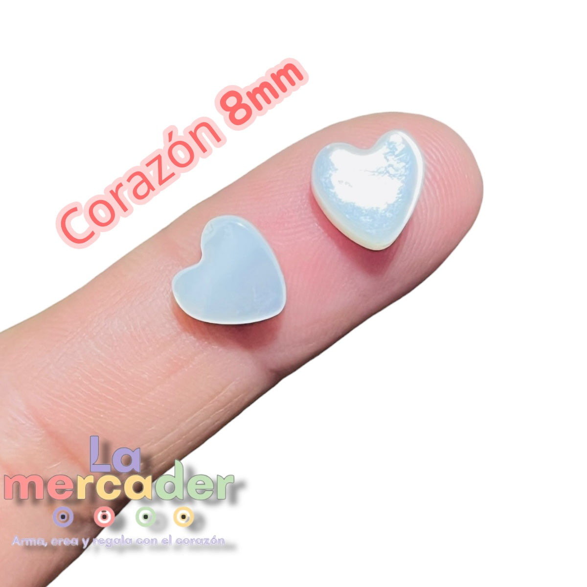 🤍 Corazones de Madre Perla Natural 8 mm | Tira de 20 pzs