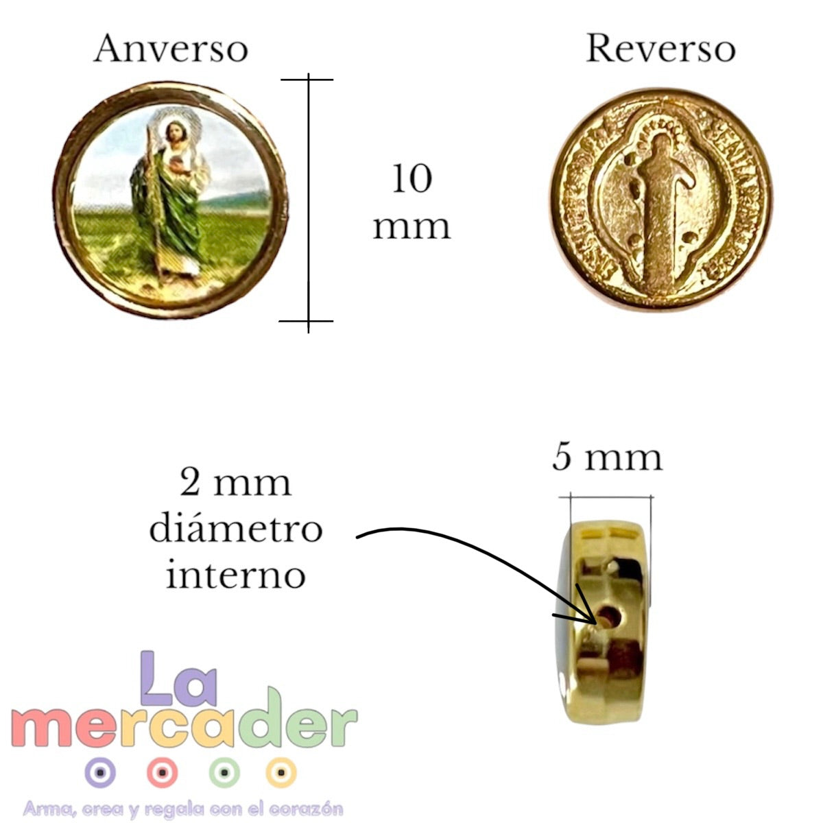 20pz Dije Transversal San Judas Tadeo/San Benito Doble Vista |Plastimetal