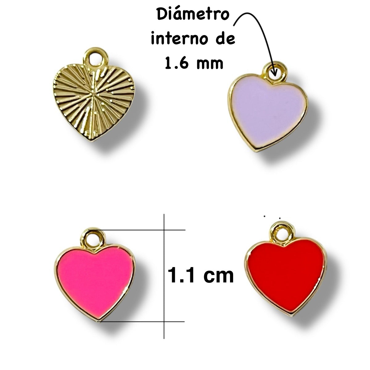 1 Dije Corazón Esmaltado Chapa de Oro