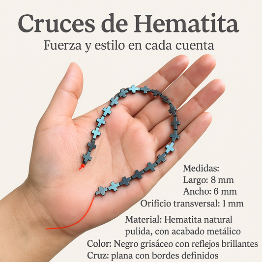✝️ Cruces de Hematita — Fuerza y estilo en cada cuenta ⚫