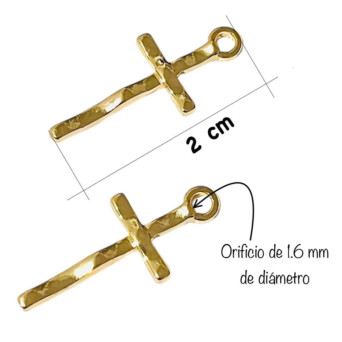 2pz Cruz Chapa de Oro 2cm