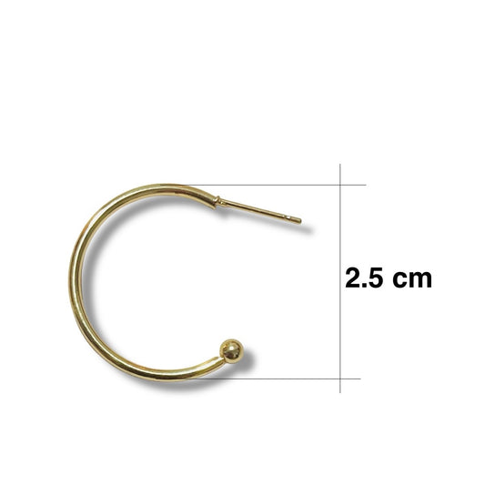 2pz de media Arracada chapa de oro 2.5cm