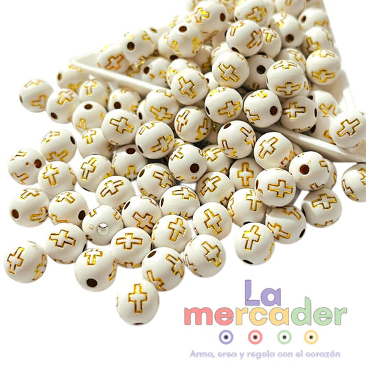 200 piezas Bolita #8 Cruz Dorada, cuenta de Pasta