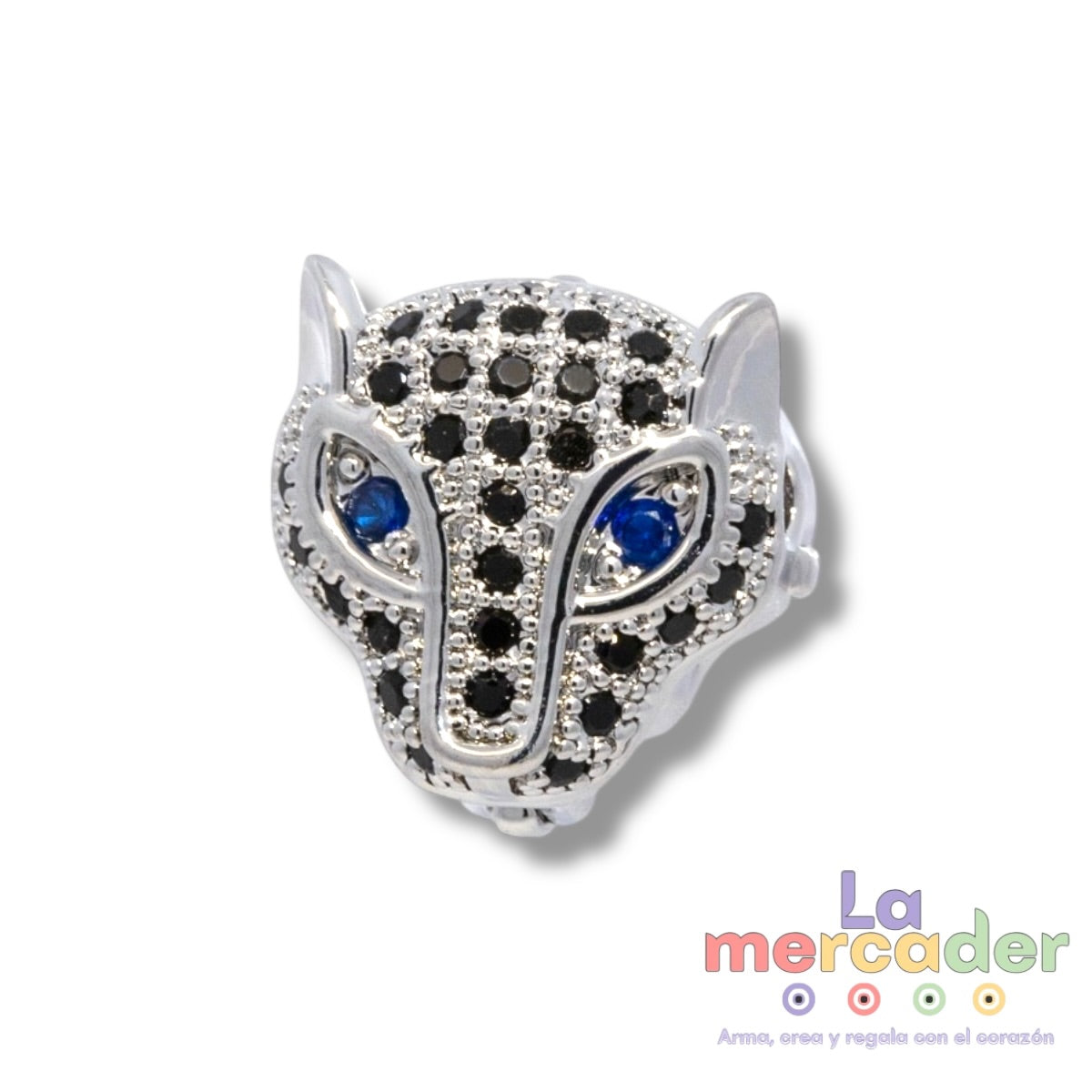 Dije Cabeza de Jaguar Micro Pavé en Chapa de Rodio – 11 mm | Elegancia moderna con un toque salvaje