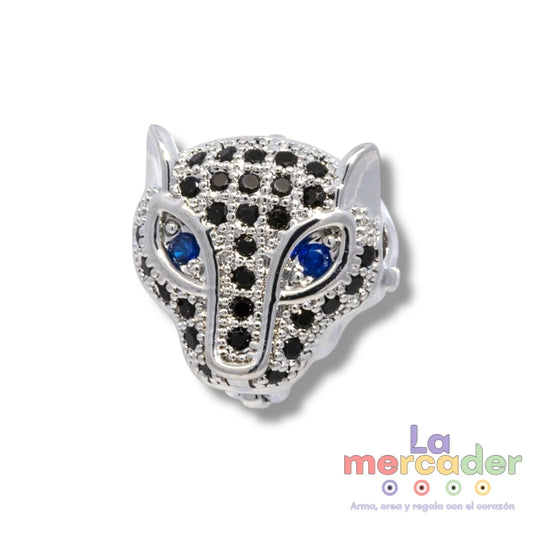 Dije Cabeza de Jaguar Micro Pavé en Chapa de Rodio – 11 mm | Elegancia moderna con un toque salvaje