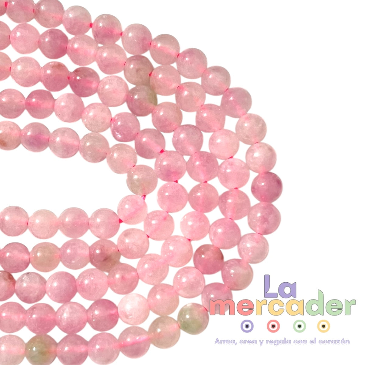 1 Tira Cuarzo Rosa Natural (60pz aprox) piedra del amor