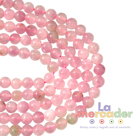 1 Tira Cuarzo Rosa Natural (60pz aprox) piedra del amor