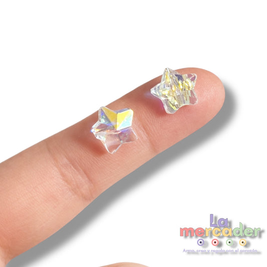 ⭐ 10 pz Estrellitas de Cristal AB 9 mm- Estilo Swarovski- Mini Tira