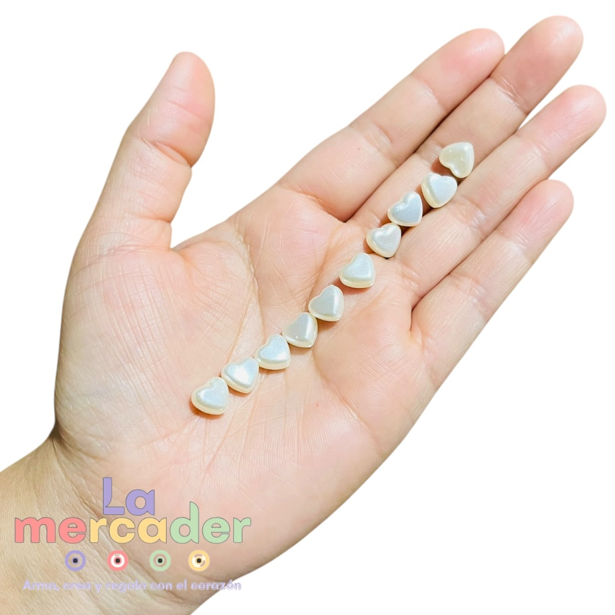 Corazones Aperlado 8 mm – Paquete 100 pzas | Cuentas de Plástico para Bisutería y Manualidades