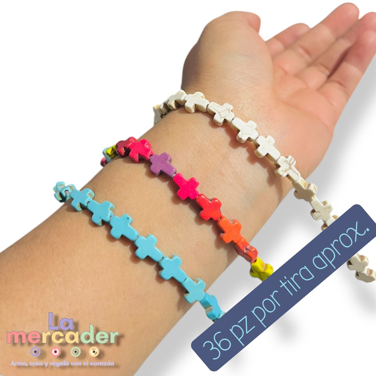 1 Tira de Cruces Chicas de Pasta Turquesa 10 mm | Insumos para Bisutería – La Mercader