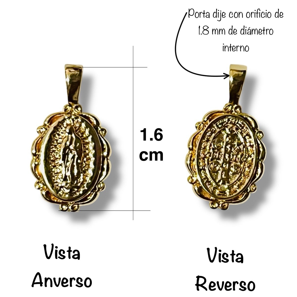 Medalla Virgen de Guadalupe Chica de Chapa de Oro