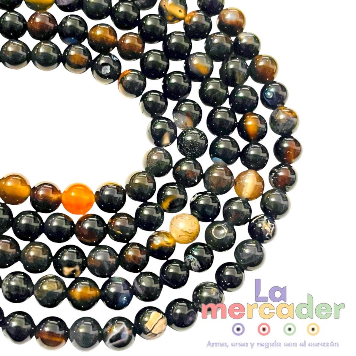 1 Tira Ágata Café Bandeada, #6 Ahumada, Piedra Natural (60pz)