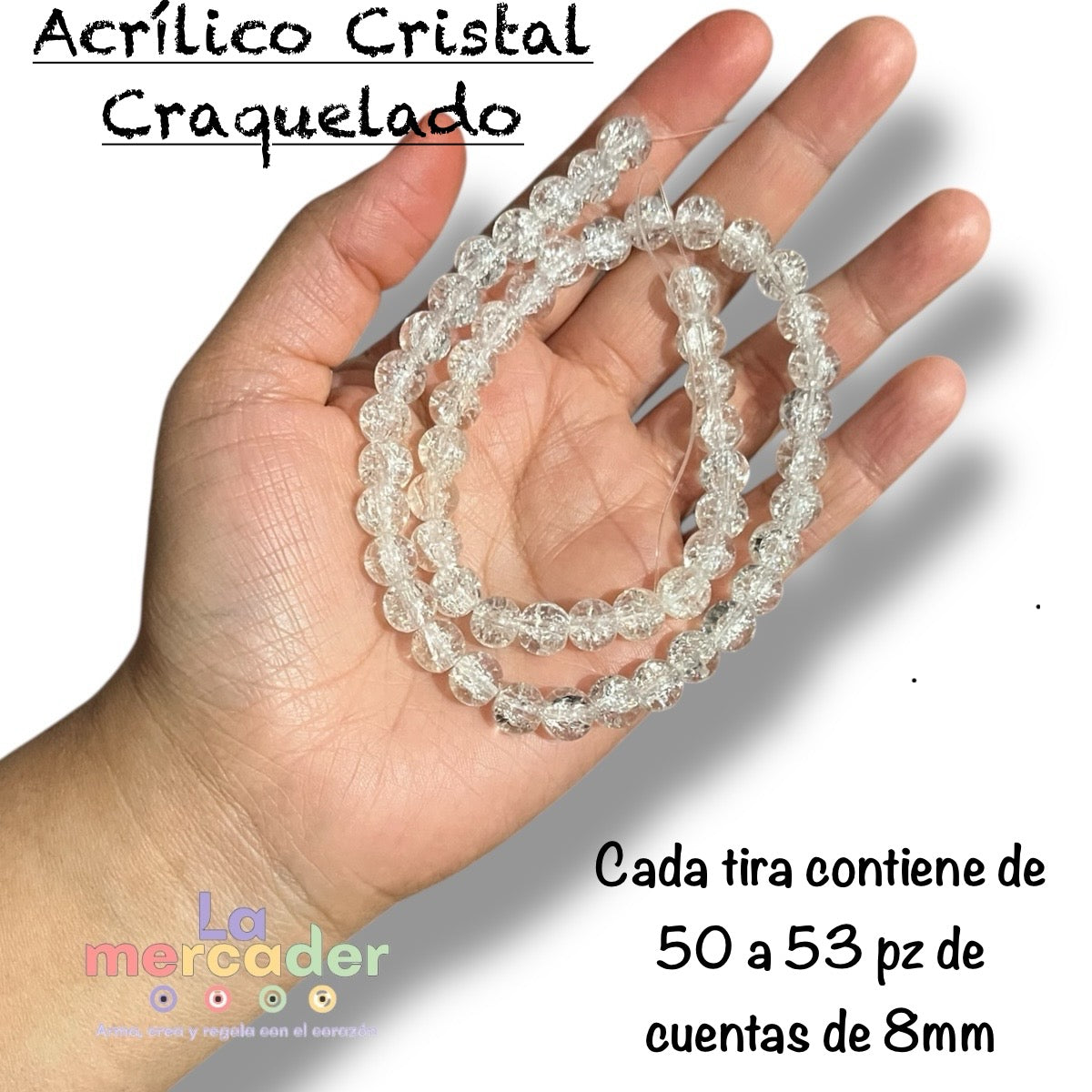 Tira Acrílico Crackle Transparente 8 mm (50pz)
