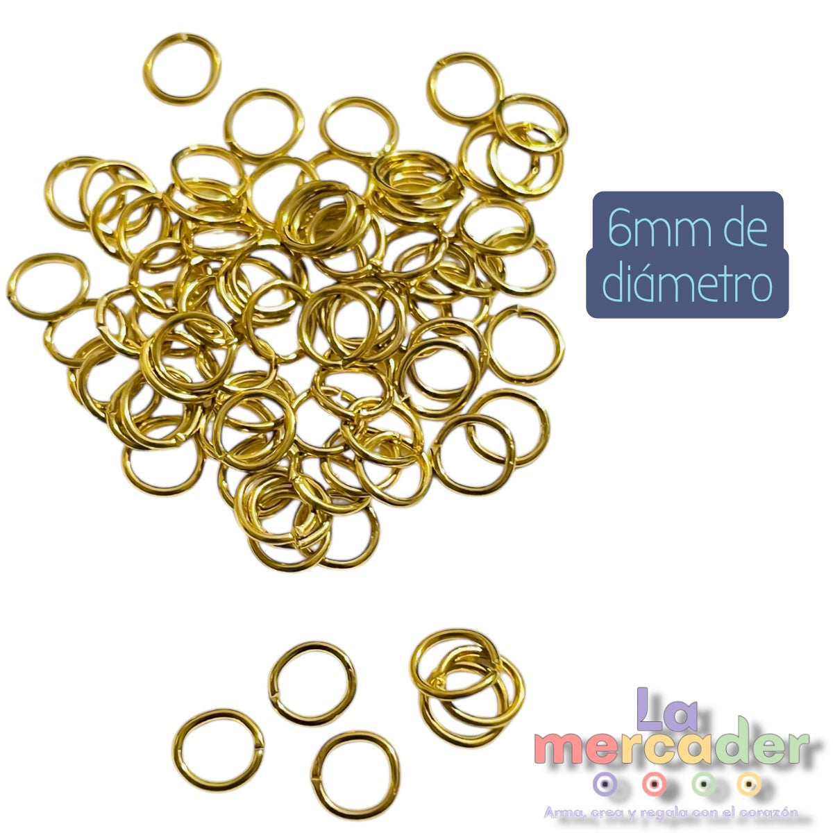 Argollas de Acero Inoxidable Dorado | Paquete 100 pzs para Bisutería