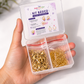 Kit Esencial Acero Inoxidable Dorado o Plateado | 50 Broches Perico 6×12 mm + 100 Argollas 0.7×5 mm con Caja Organizadora