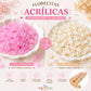 100 pz Flores Acrílicas 12 mm para Bisutería |  Rosa Translúcido y Aperlado Marfil