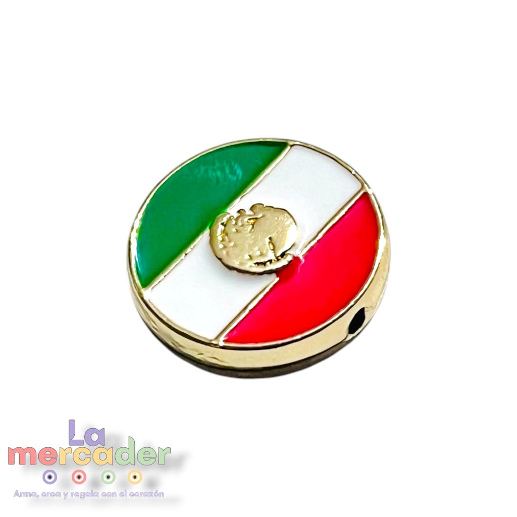 Dije Bandera Mexicana Esmaltado con Orificio para Bisutería