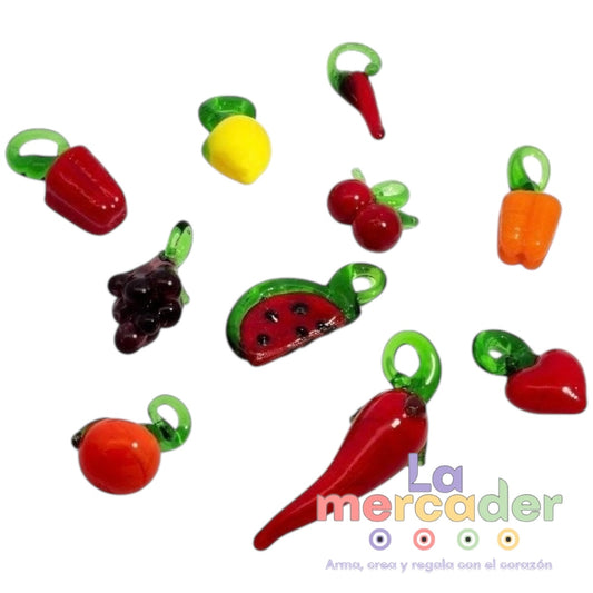 10 pz Dijes Murano Frutas y Verduras 🍉
