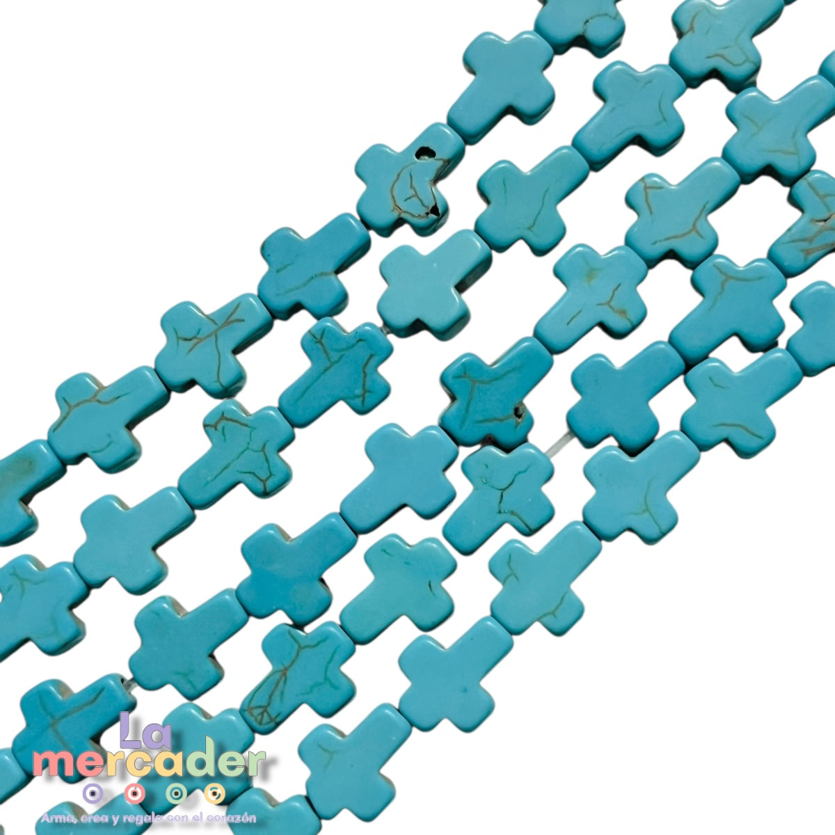 1 Tira de Cruces Chicas de Pasta Turquesa 10 mm | Insumos para Bisutería – La Mercader