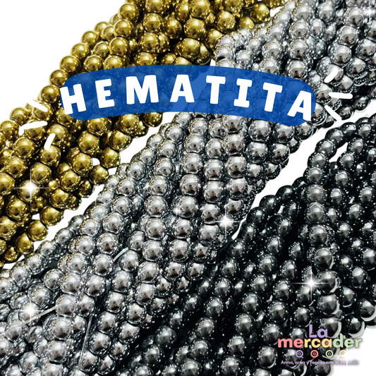 1 Tira Cuentas de Hematita 4 mm para bisutería | Color acerina, plateado y dorado | Cuenta metálica para pulseras y collares | 100 piezas