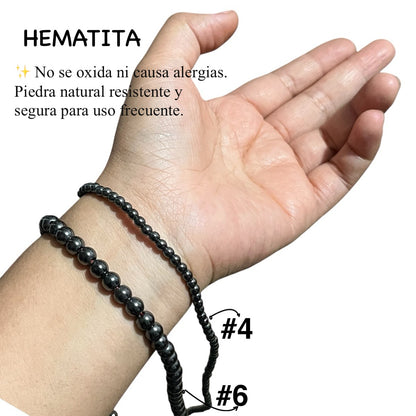 1 Tira Hematita Natural Lisa Redonda #4 y #6 mm | Bolita Pulida para Pulseras y Joyería