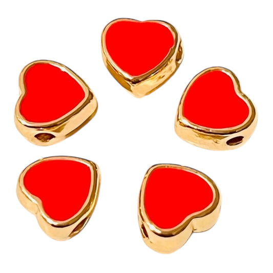 1pz dije Esmaltado Corazón Chapa de oro 6mm