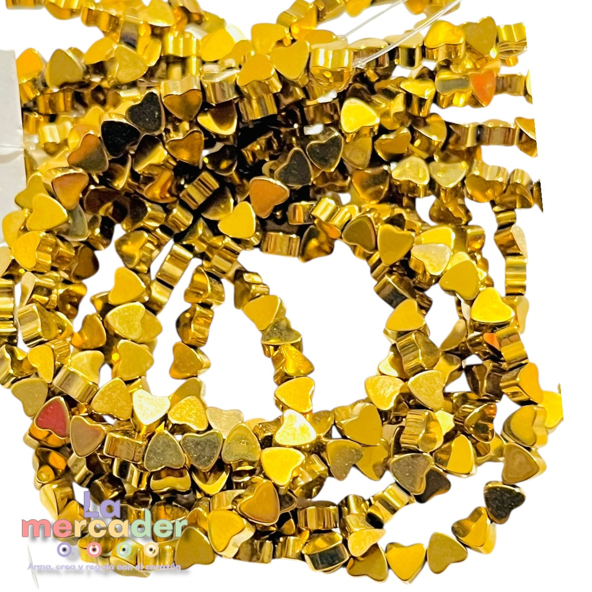 Mini Corazones Dorados 4 mm | 50 Piezas | Insumos para Bisutería