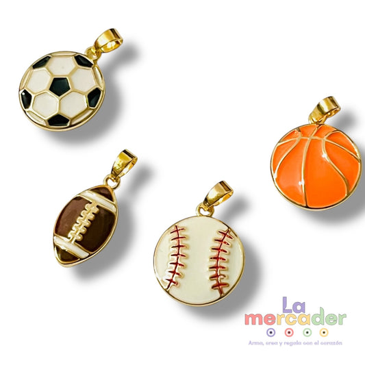 1 Dije Balón Esmaltado Chapa de Oro