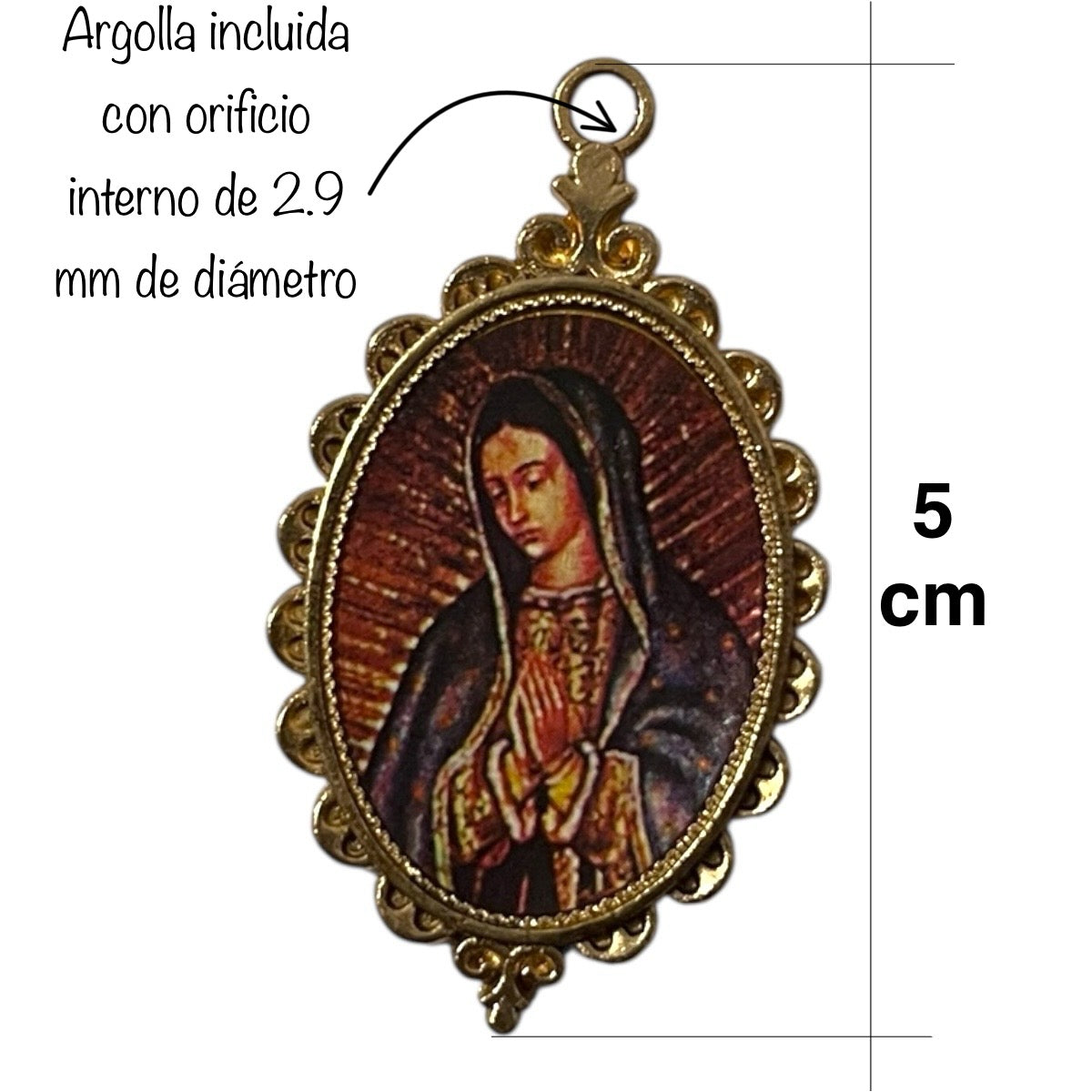1pz Medalla 5cm Virgen de Guadalupe