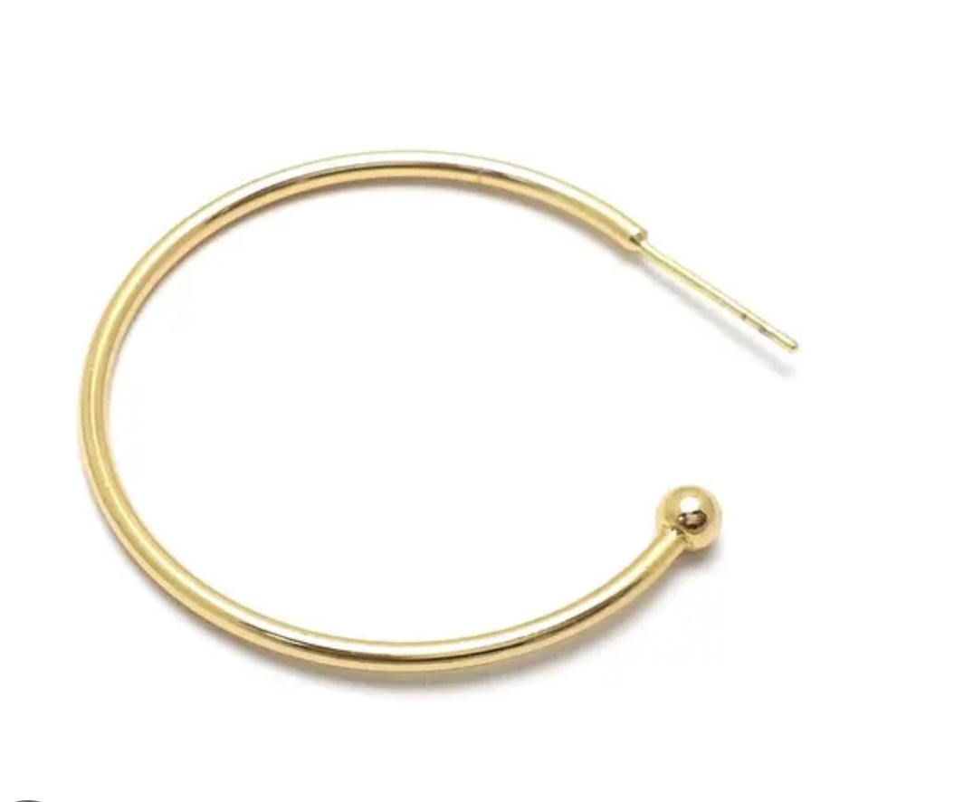 2pz de media Arracada chapa de oro 2.5cm
