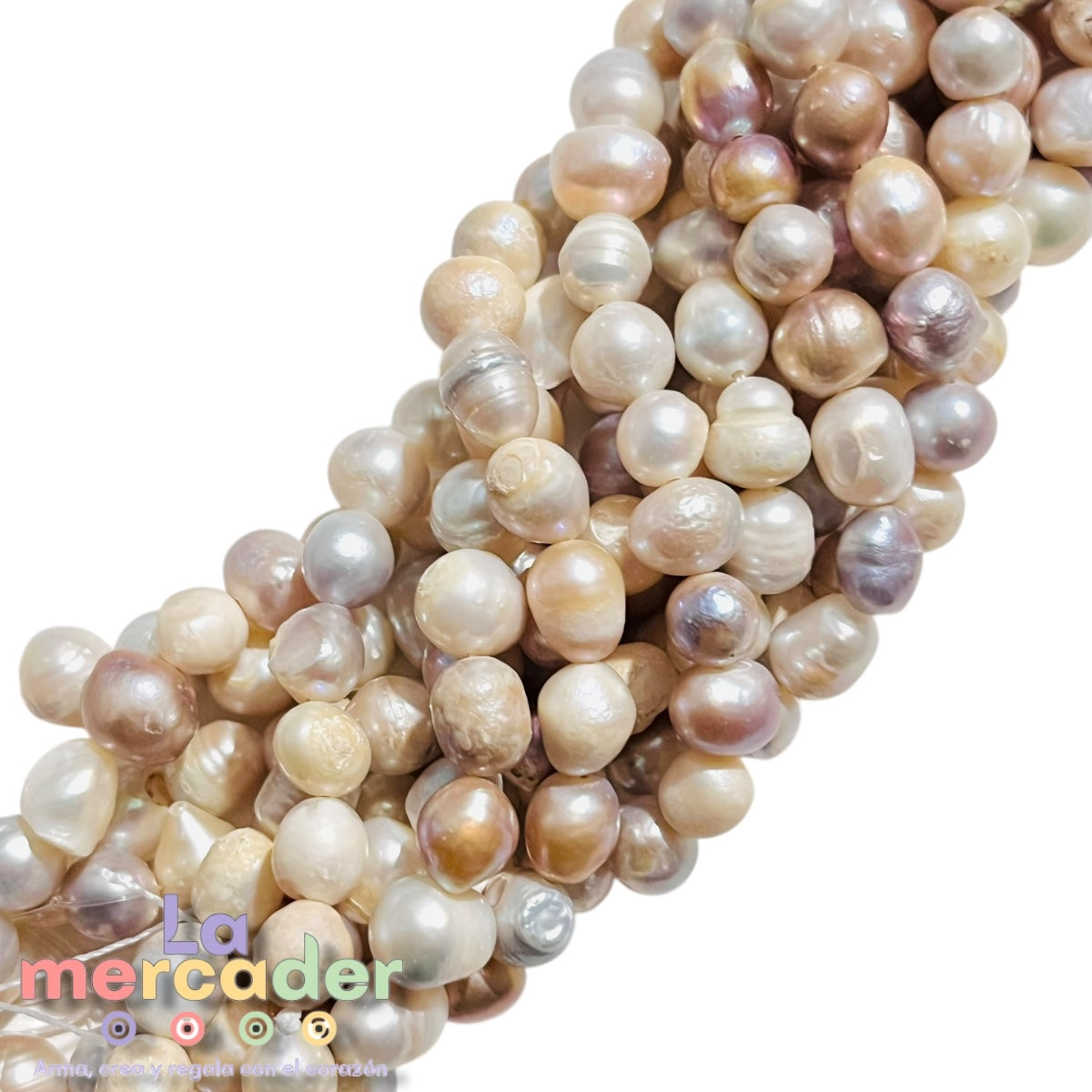 Perla Natural de Agua Dulce Barroca | Tira 40–43 Piezas | Beige o Jaspeada | Insumos para Joyería