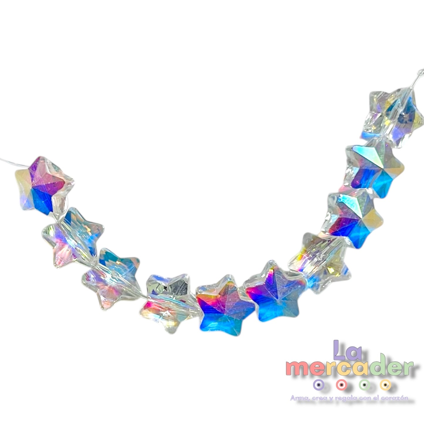 ⭐ 10 pz Estrellitas de Cristal AB 9 mm- Estilo Swarovski- Mini Tira