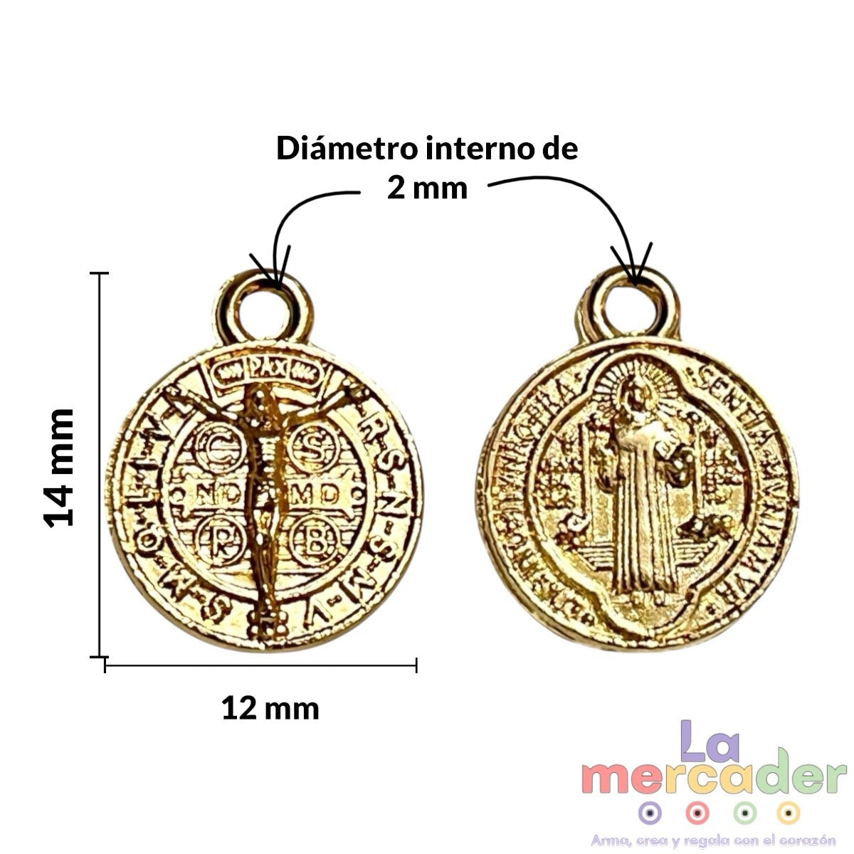 100 pz Medalla San Benito en Dorado