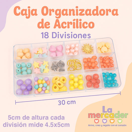 Caja Organizadora de Acrílico Transparente - 18 divisiones