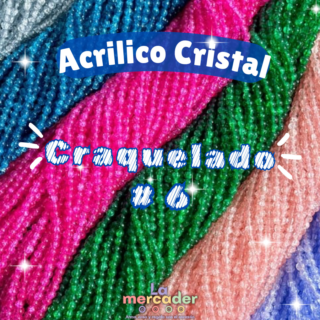 1 Tira Acrílico Cristal Craquelado #6 – Tira de Cuentas Brillantes | Colores Variados