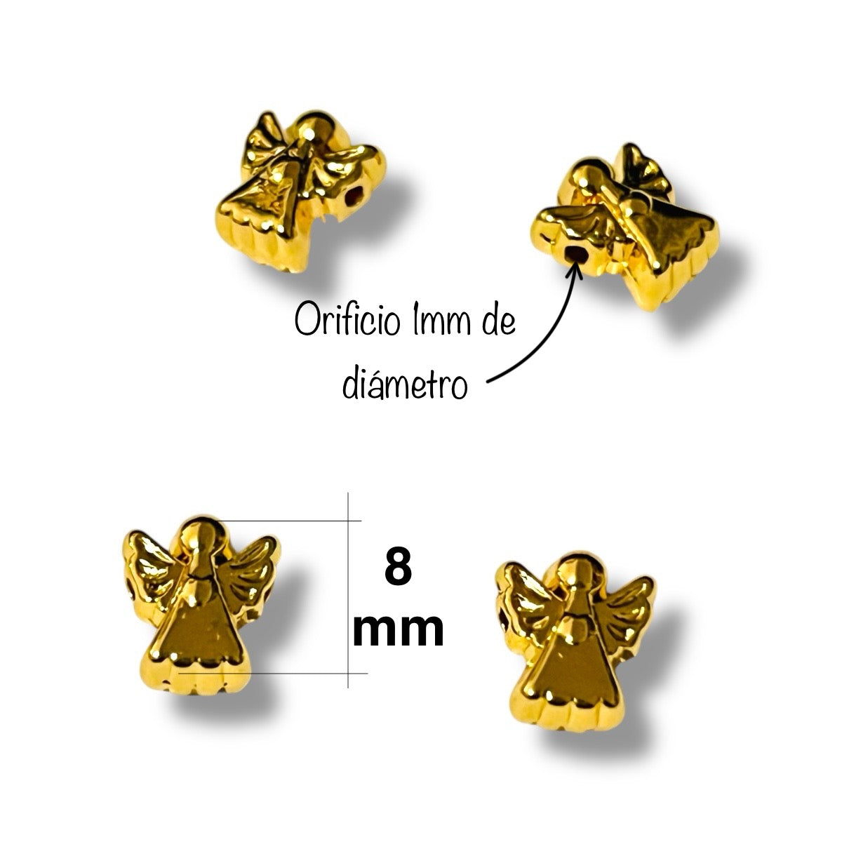 1pz Angelito chapa de oro 8mm 14k