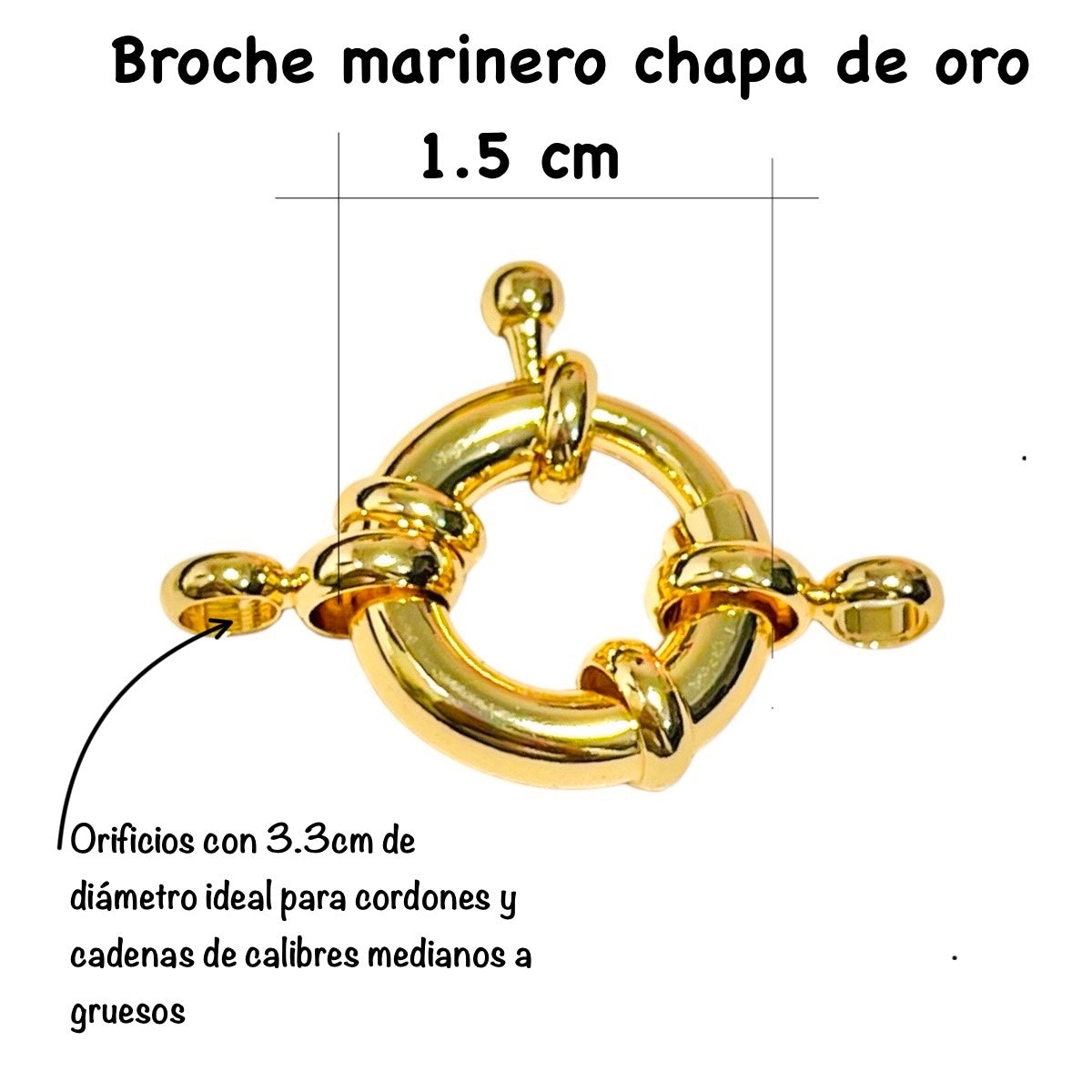 1 pz Broche Marinero chapa de oro 15mm