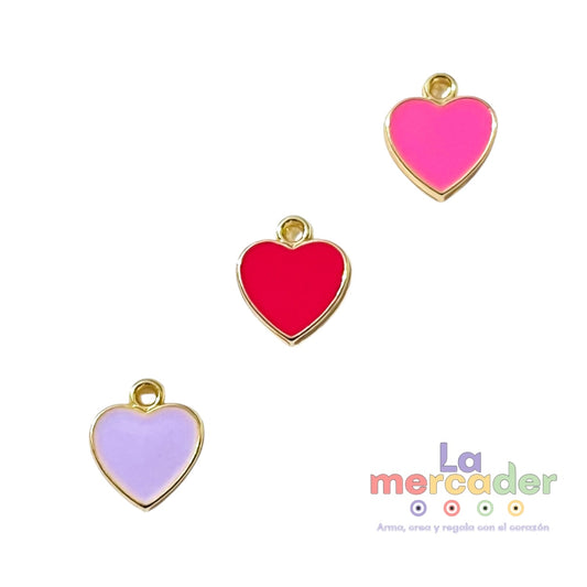 1 Dije Corazón Esmaltado Chapa de Oro