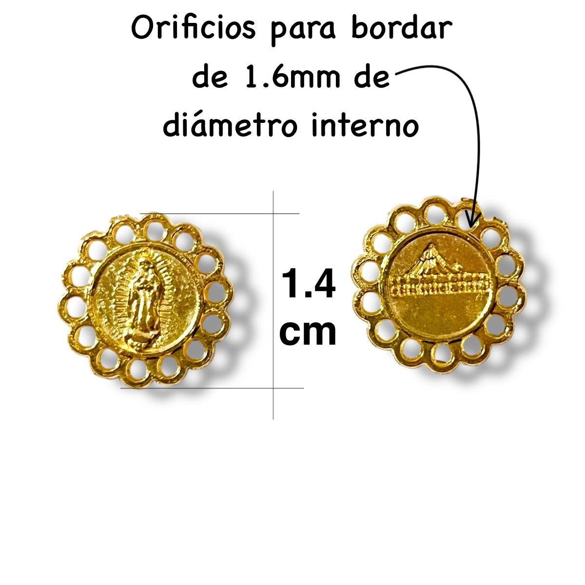 20pz medalla chica Virgen de Guadalupe para bordar, dije