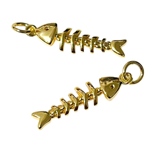 1 pz Dije de Pescado Huesitos Chapa de Oro