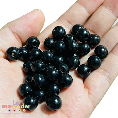 100 Cuentas de Madera 10 mm para Pulseras | Café o Negro