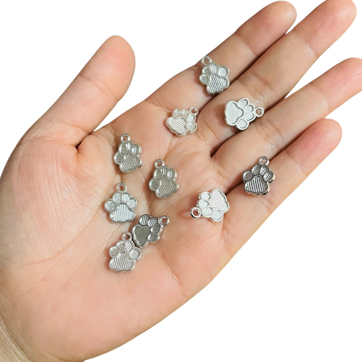 10 pz dije Huella Mascota, dije metálico