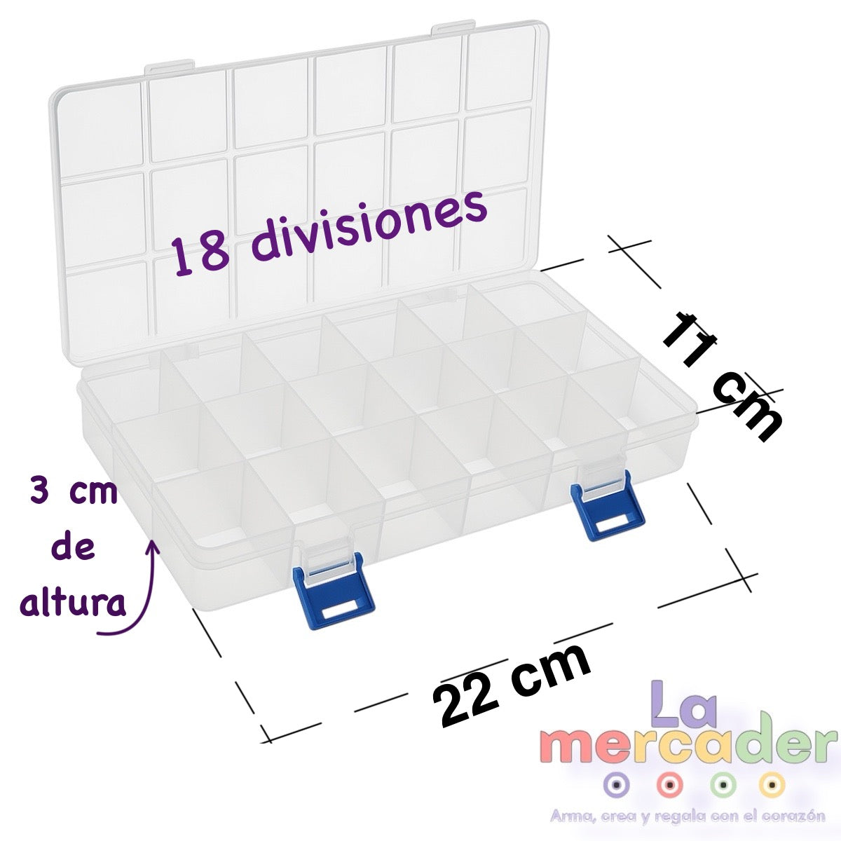1 Caja Divisoria 18 Compartimentos, Plástico resistente
