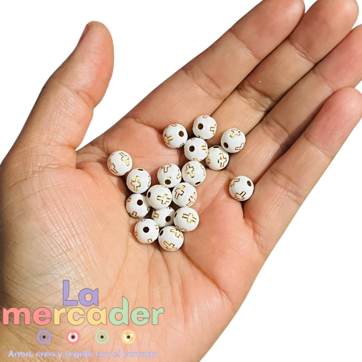 200 piezas Bolita #8 Cruz Dorada, cuenta de Pasta